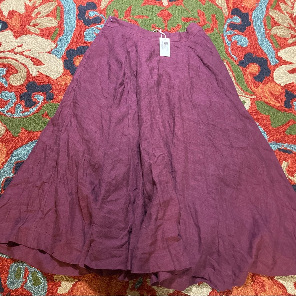 NEW XL Linnennaive Maxi Cherry 22 Skirt in Plum Purple. Linen. Lined. Pockets. - Picture 7 of 12